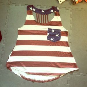 NWOT American flag tank top LG